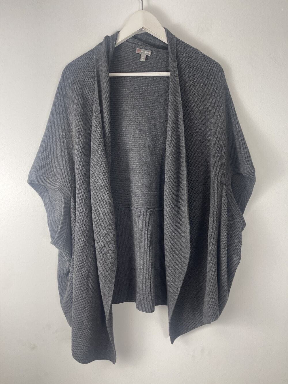 Talbots Charcoal Gray Open-Front Knit Cardigan